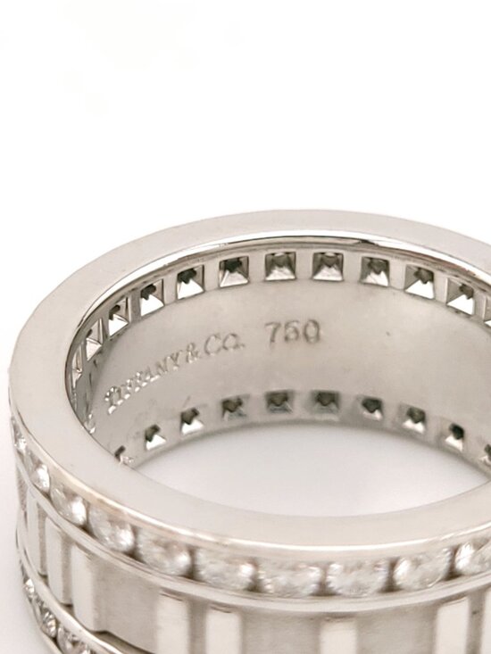 Vintage Tiffany & Co. 18K White Gold Wide Atlas 1.53 ct  2000 Tiffany & Co. 18k White Gold Atlas 8.5\